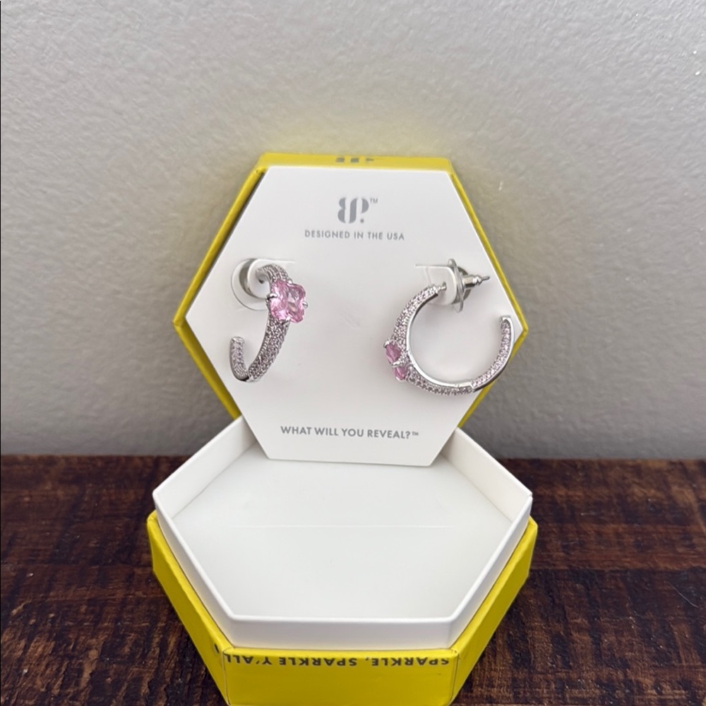 Elegant Pink and Silver Hoop Earrings